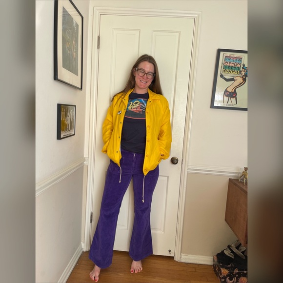 70s Vintage Cactus Yellow Windbreaker w. Name Patch and Back Graphic - Picture 3 of 9